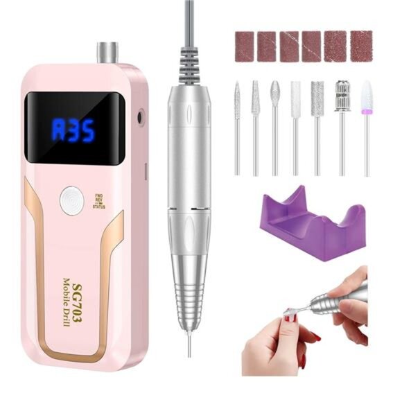 Portable Nail Drill Professional Rechargeable Electric Nail File Machine - Picture 1 of 7